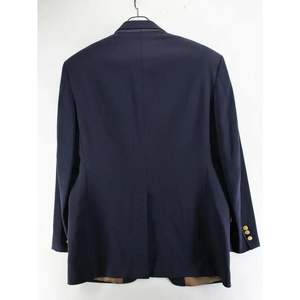 Bill Blass Navy Blazer 42R Wool Gold Crest Buttons Vintage